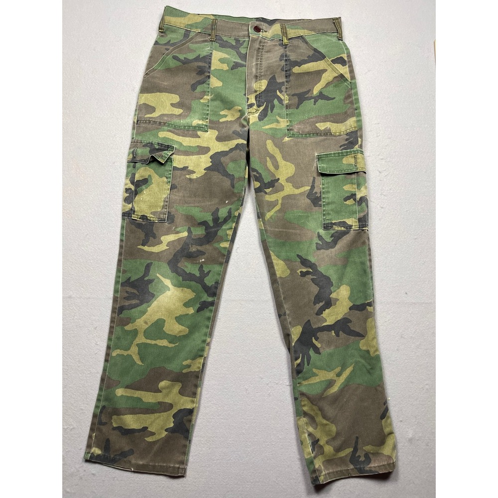 Unbranded Cargo Pants Cotton Woodland Camo Green 34x29 Mens